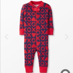 Hanna Andersson Valentines Cotton Unisex XOXO Zip Up Red Blue Onesie 50/0-3